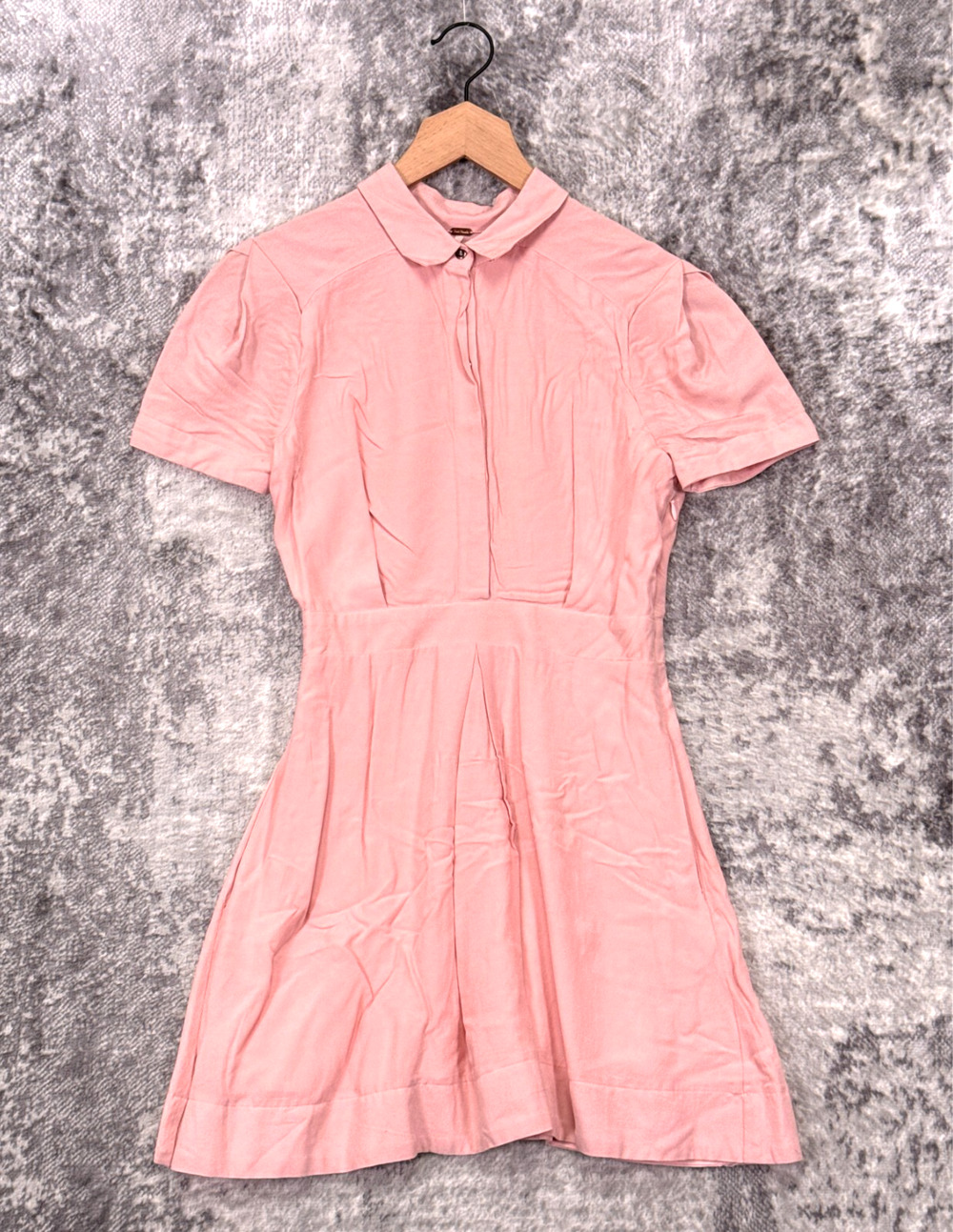 Free People Dress 0 Womens Blush Pink Collared Mini Skater Short Sleeve